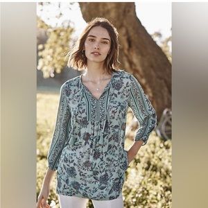 NWT J. Jill Canbluthri Blue Teal Floral Tunic M